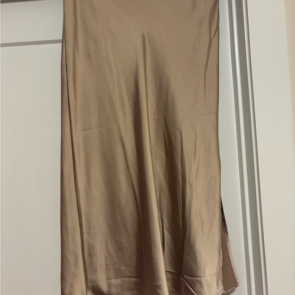 Elegant Tan Silk Skirt